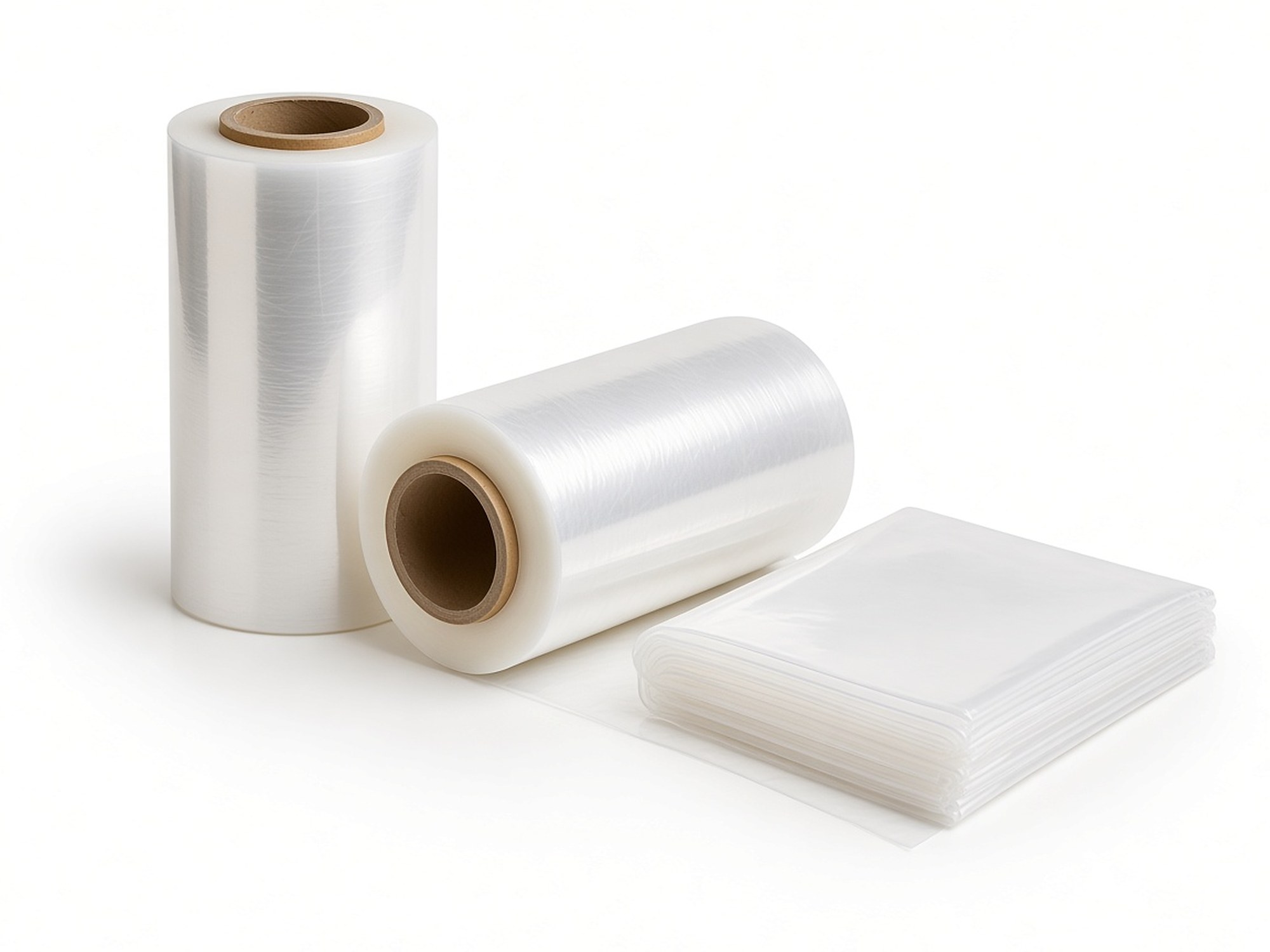Rouleaux de film PE transparent et gaine pliée